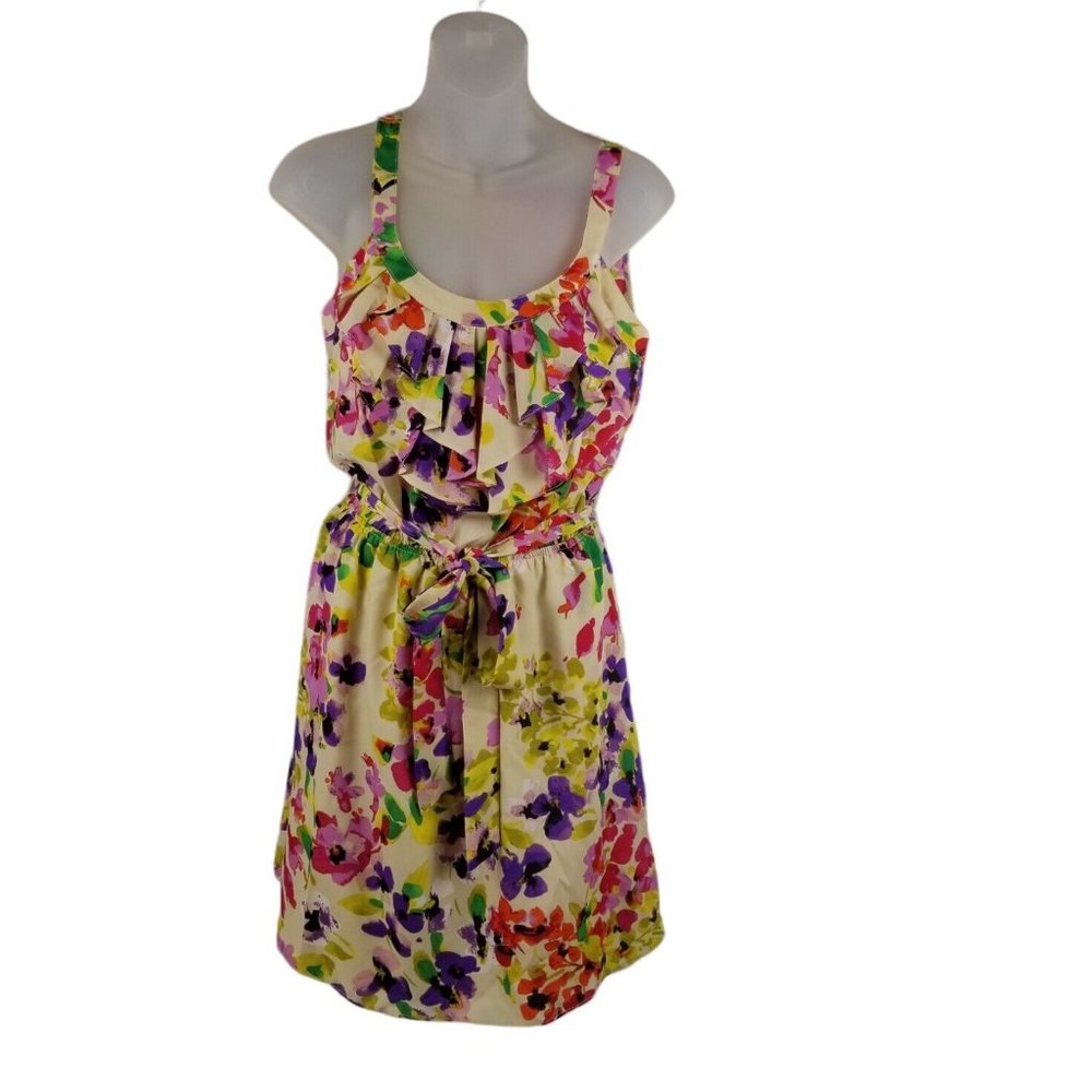 Express Floral Belted Sundress - Ruffle Bib and Pockets - Size XS - Like New -